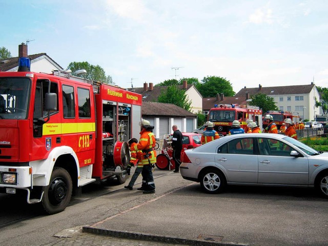 Die Kenzinger Feuerwehr im Einsatz  | Foto: Feuerwehr Kenzingen