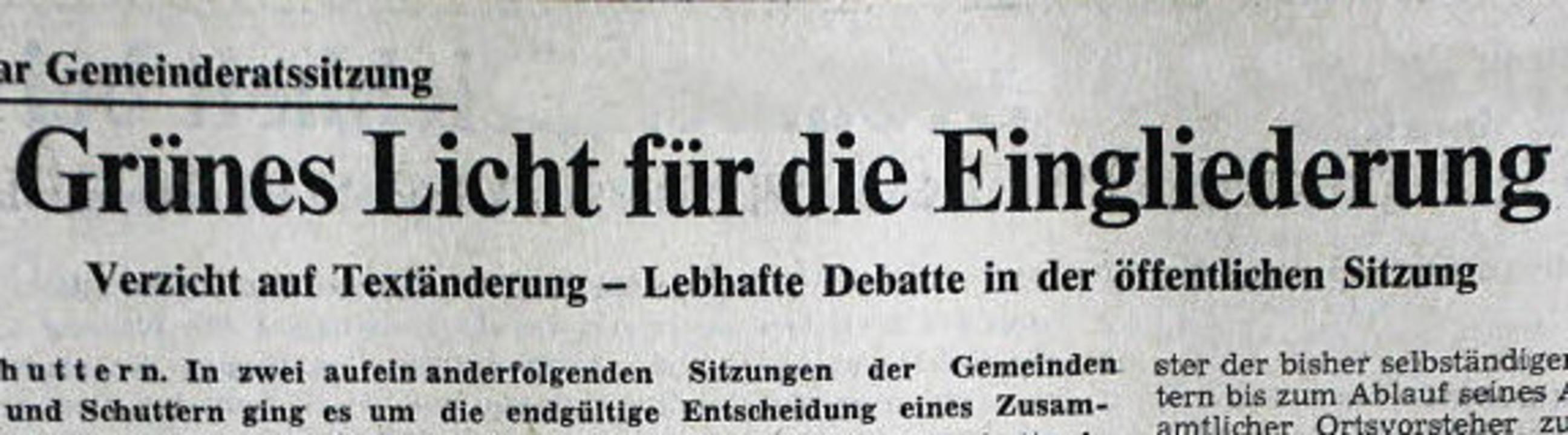 Schuttern wird Friesenheim: Bericht der Badischen Zeitung am 6. Dezember 1974.  | Foto: Bastian Henning