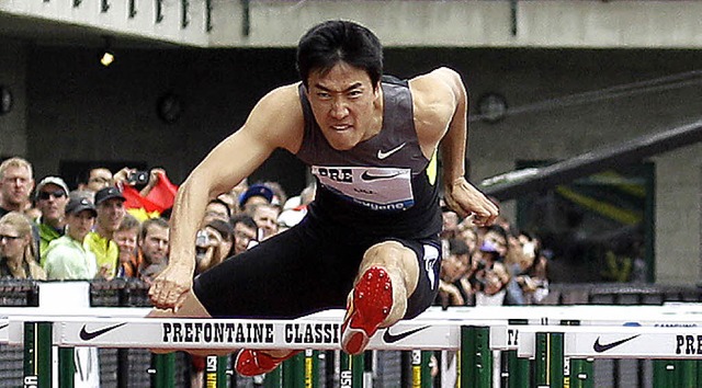 Liu Xiang  bei seinem vermeintlichen Rekordlauf     | Foto: dapd