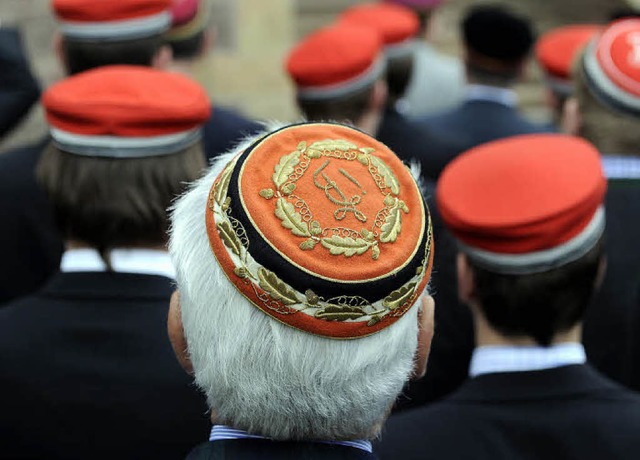 Burschenschaftler stehen stramm auf de...n Napoleon einen Namen gemacht hatte.   | Foto: dapd