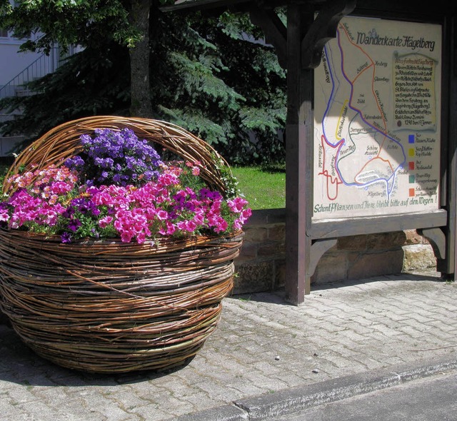 Eine Zierde sind die neuen Blumenkrbe...n brigen Ortsteilen aufgestellt hat.   | Foto: Erika Dietrich