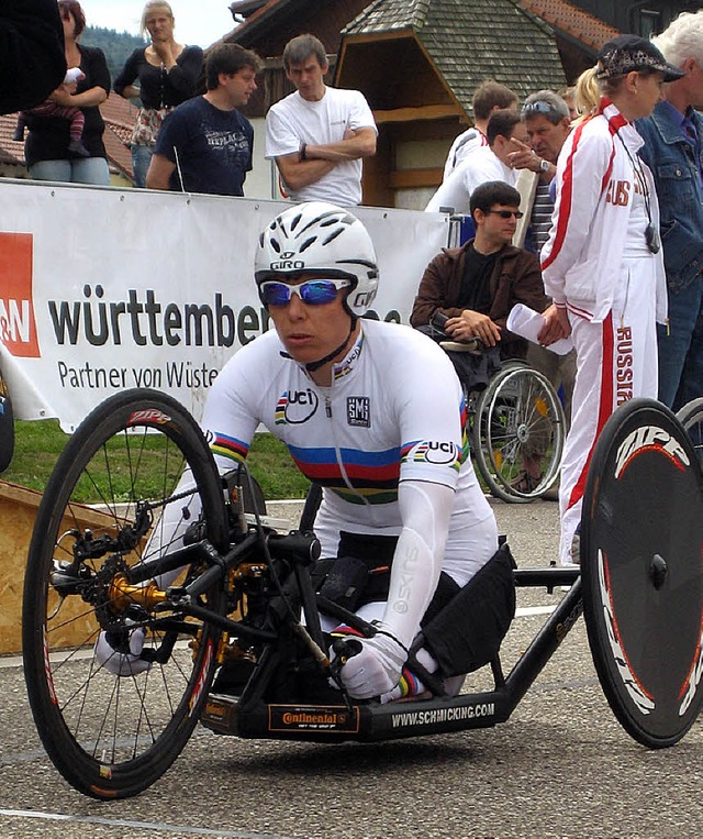 Die Siegerin in der Disziplin Handbike...art zum Einzelzeitfahren in Prechtal.   | Foto: Archivfoto: Steimer