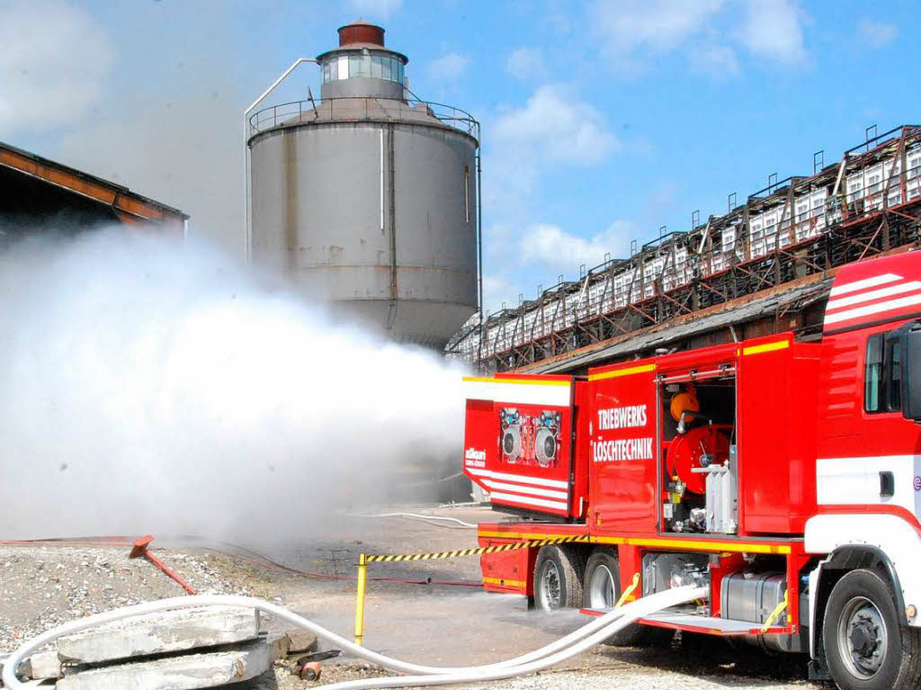 Ein Groaufgebot an Feuerwehrleuten bekmpfte den Brand im Recyclingbetrieb.