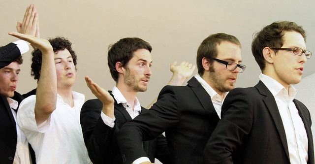 Smart: Die fnf   Herren von Pagare In...Cappella-Musical die Welt zu retten.    | Foto: Charlotte Frse