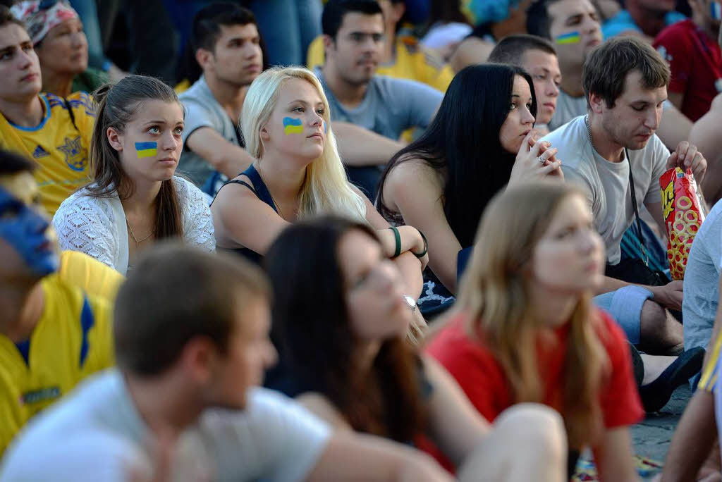 Ukrainische Fans auf der Fanmeile.