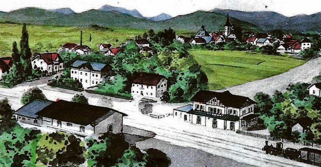 Da war Krozingen noch ein Dorf: eine a...es Bahnhofs, der 1847 in Betrieb ging.  | Foto: Archiv