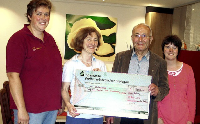 Einen  Scheck ber 4000 Euro berreich...a Wagner (links) und Alexandra Stein.   | Foto: GUSTAV RINKLIN
