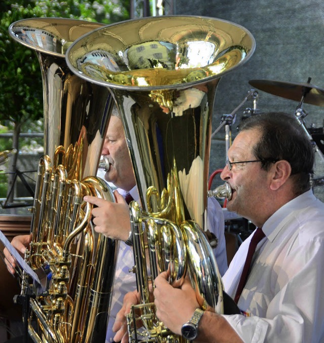 Die Stadtmusik spielt im Kastanienpark auf.   | Foto: Martina Proprenter