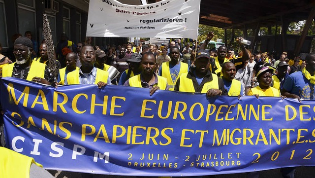 Ihr  Europamarsch fhrt die Sans Papie...8211; seit gestern durch die Schweiz.   | Foto: Nadine Zeller