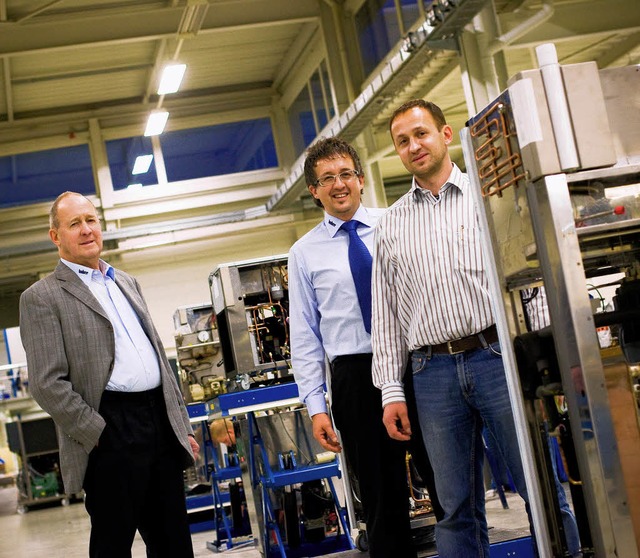 Firmengrnder Peter Huber mit den Shnen Daniel und Joachim   | Foto: Bode