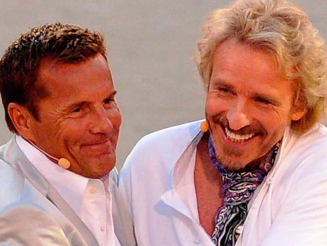 Dieter Bohlen (links) und Thomas Gotts...meinsam bei RTL vor der Kamera stehen.  | Foto: dapd