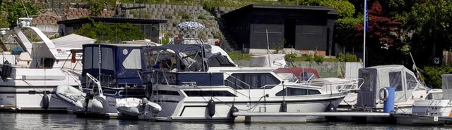 Etwa die Hlfte der Yachten an der Steganlage am Hrnle hat Schweizer Besitzer.   | Foto: Jannik Schall