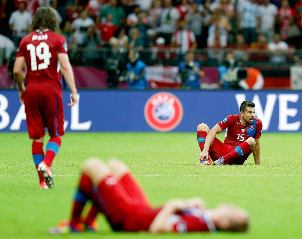 Niedergeschlagen: Tschechische Spieler nach dem Ausscheiden im Viertelfinale gegen Portugal.