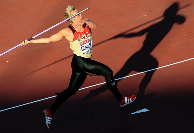 Silber holte Christina Obergfll bei der Leichtathletik-EM in Helsinki.  | Foto: dpa