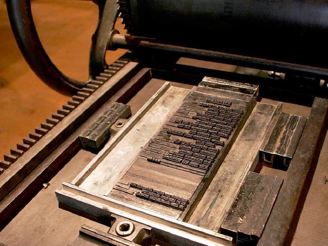 Eine alte Buchdruckmaschine.  | Foto: Tina httich