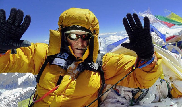 Richard Stihler auf dem Gipfel des Mount Everest.   | Foto: Richard Stihler