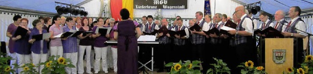 Der Liederkranz Wagenstadt zusammen mi...von Maria Grigorenko beim Festbankett.  | Foto: Merz