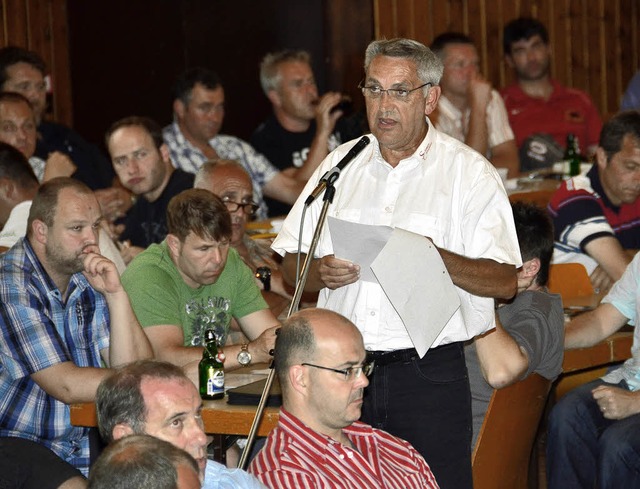 Josef Schoubrenner trgt den Antrag de... der Kreisliga A um einen Verein vor.   | Foto: Fotos: Uwe Schwerer