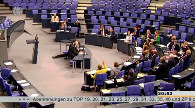 Der Screenshot eines vom Bundestag zur...der 187. Sitzung ber das Meldegesetz.  | Foto: dpa
