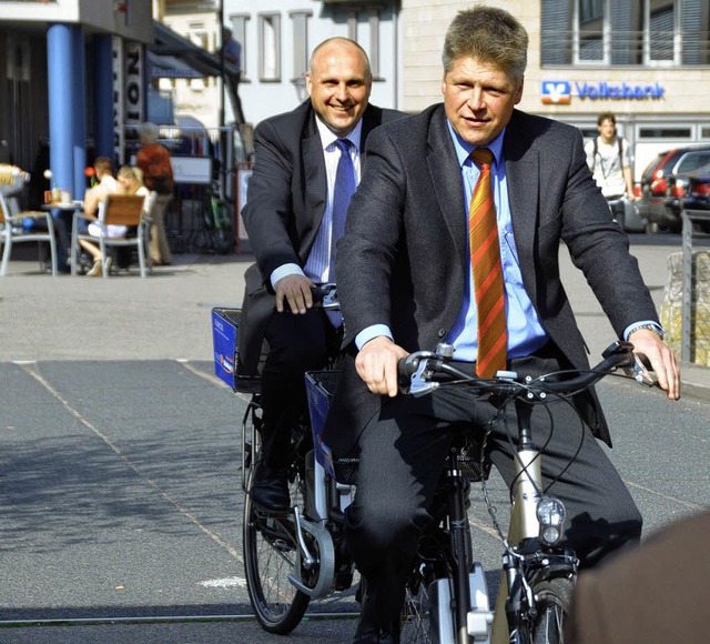 Verlsst die Stadtwerke Emmendingen zu...sentation der Stadtwerke-  E-Bikes).   | Foto: Gerhard Walser