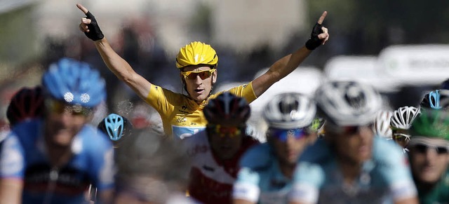 Bradley Wiggins, der Mann in Gelb, rag...er diesjhrigen Tour de France heraus.  | Foto: dapd