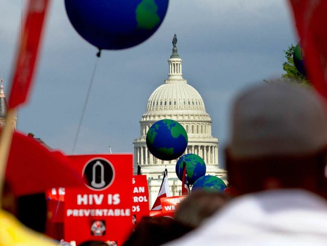 Mrsche und Kundgebungen begleiten die Aidskonferenz in Washington.  | Foto: dapd