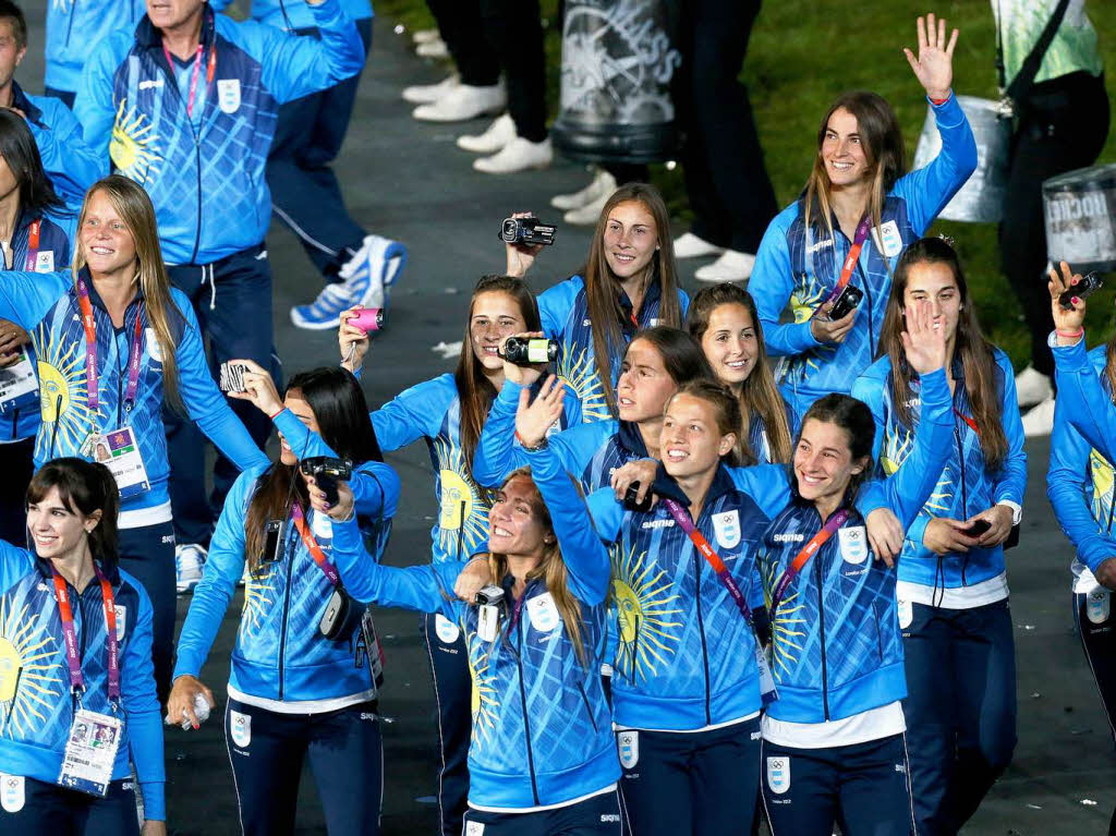 Die Olympiamannschaft Argentiniens whrend es Einmarschs.