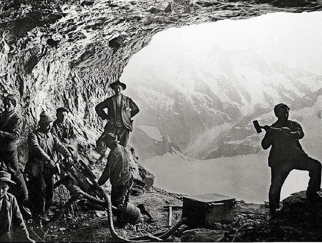 Qualvolle Handarbeit: Bau der Jungfraubahn vor 100 Jahren  | Foto: PR Jungfraubahnen