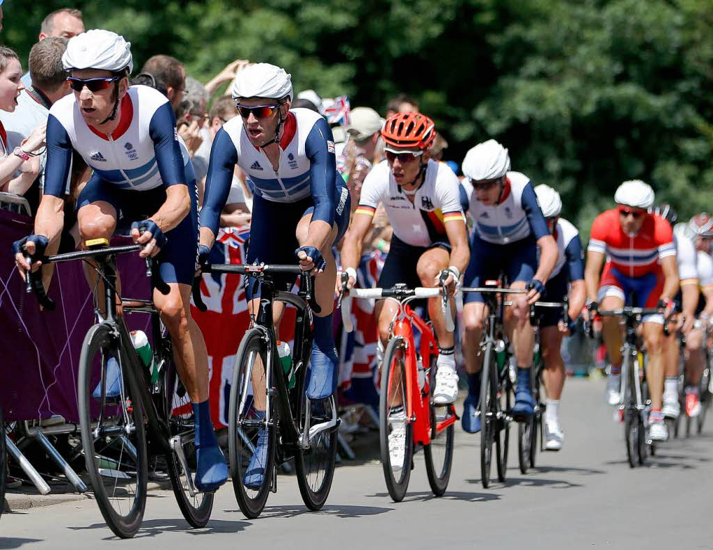 Radsport, Straenrennen der Herren: Bradley Wiggins fhrt die britische Auswahl an.