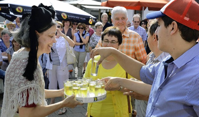 Erffnet wird das Britzinger Weinfest ...kappe. Gefeiert wird bis heute Nacht.   | Foto: Sigrid Umiger