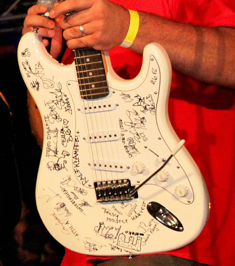 Die Gitarre, signiert von allen Knstlern