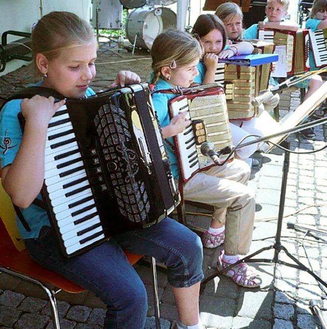 Der Nachwuchs des Handharmonikvereins Pfaffenweiler bei seinem groen Auftritt.   | Foto: Franz Hilger