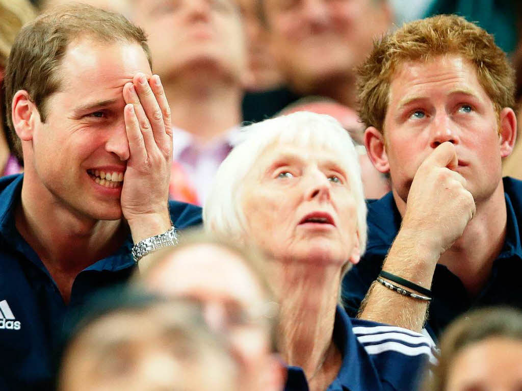 Die Royals William (links) und Harry (rechts) beim Mannschaftswettbewerb im Turnen – ihre Untertanen holten Bronze.