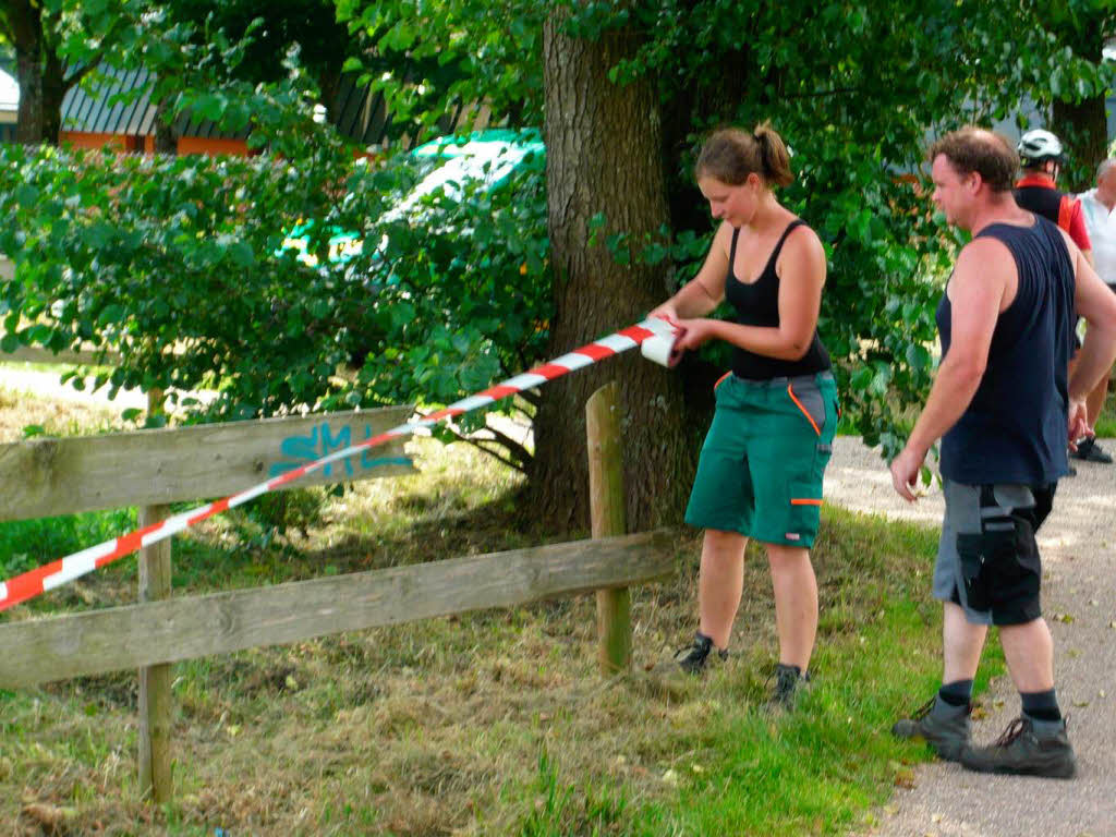 Aufbauarbeiten fr Campingplatz an der Georg-Schindler-Halle in Kollnau