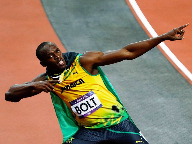 Der Blitz: Usain Bolt in seinem Element.  | Foto: dpa