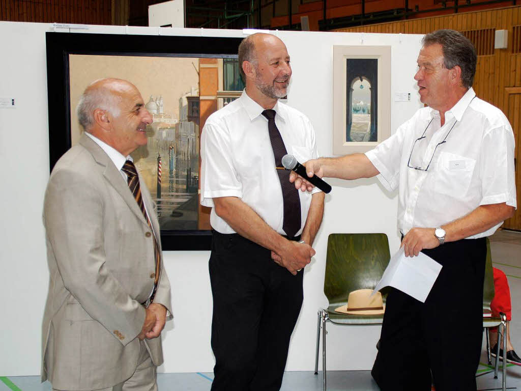 Jean-Denis Bauer, Hans-Joachim Schwarz, Organisator Willy Kern und Gil Pottier (von links) bei der Erffnung.