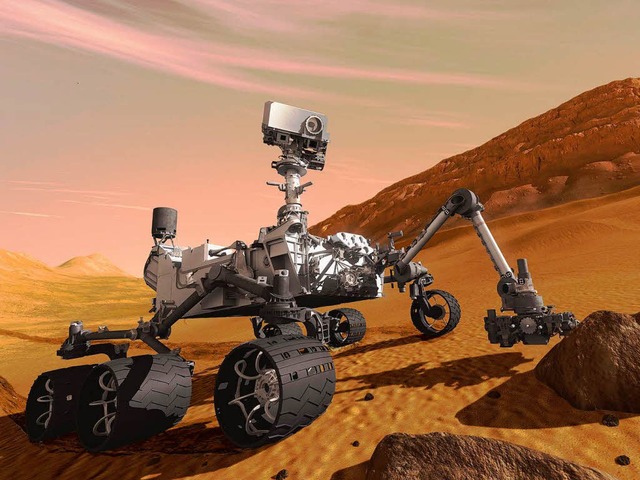 Der Marsrover Curiosity  soll auf dem ...hre lang nach Spuren von Leben suchen.  | Foto: dapd