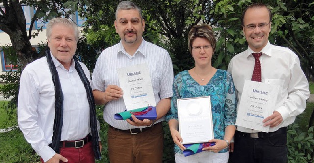 Stadtkapellen-Vorsitzender Jess Habere...s Weil,  Sylvie End und Volker Hering.  | Foto: Stadtkapelle