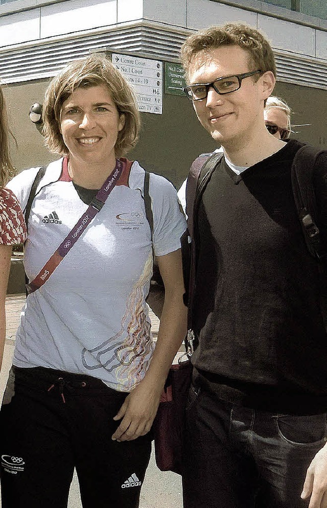 Ein Marcher bei Olympia: Jan Gerspach ...ndballarena, direkt am Spielfeldrand.   | Foto: privat/michael heuberger