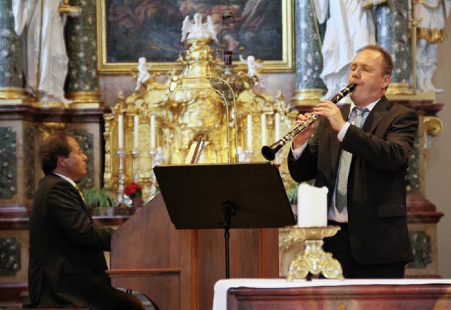 Der Klarinettist Christoph Wirz prsen...s Gtz Werke fr Klarinette und Orgel.  | Foto: Hans Jrgen Kugler