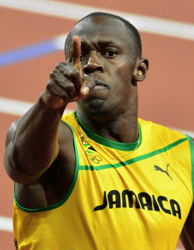 Ohne Weltrekord zum zweiten Olympia-Gold in London: der Jamaikaner Usain Bolt   | Foto: afp