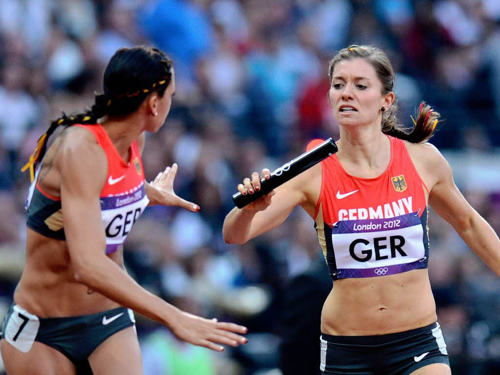 Kein optimaler Wechsel: Die deutschen 4 x 100 Meter-Sprinterinnen verpassten eine Medaille klar.