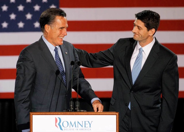 Zusammen mit Paul Ryan (rechts) will P... Obama als US-Staatsoberhaupt ablsen.  | Foto: dapd