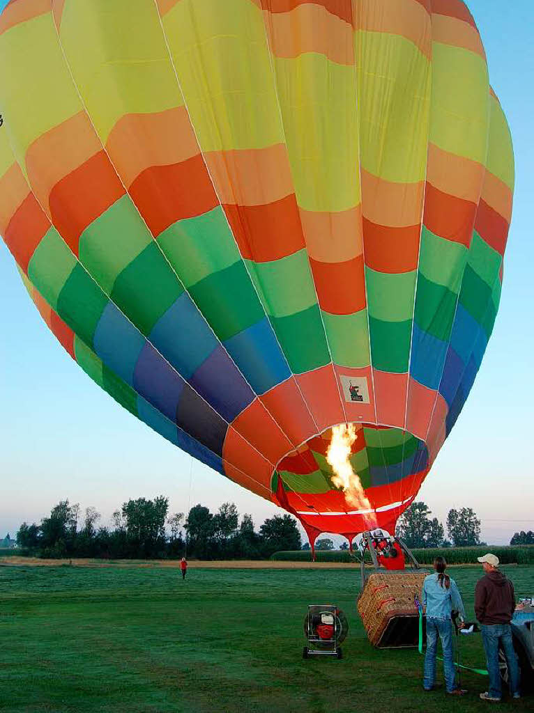 Der Ballon wird aufgeheizt.