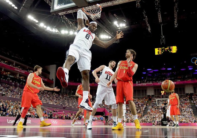 Amerikas Star LeBron James brillierte ...es Basketball-Endspiels gegen Spanien.  | Foto: dapd