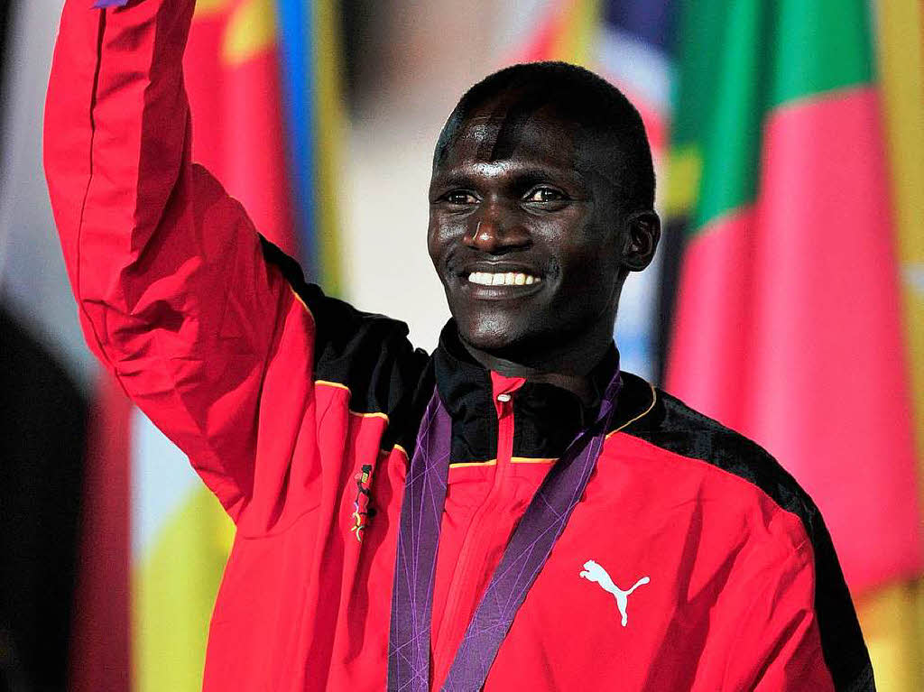 Gewann Gold ber die Marathonstrecke:  Stephen Kiprotich aus Uganda.
