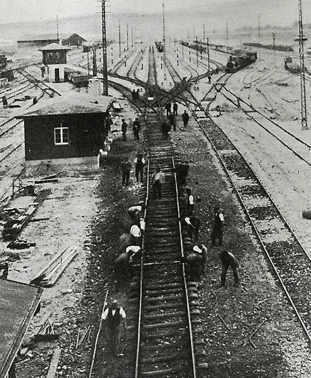 Blick auf die Gleisbauarbeiten in Rich...;Badischer Bahnhof Basel&#8220;, 1914   | Foto: Stadtarchiv