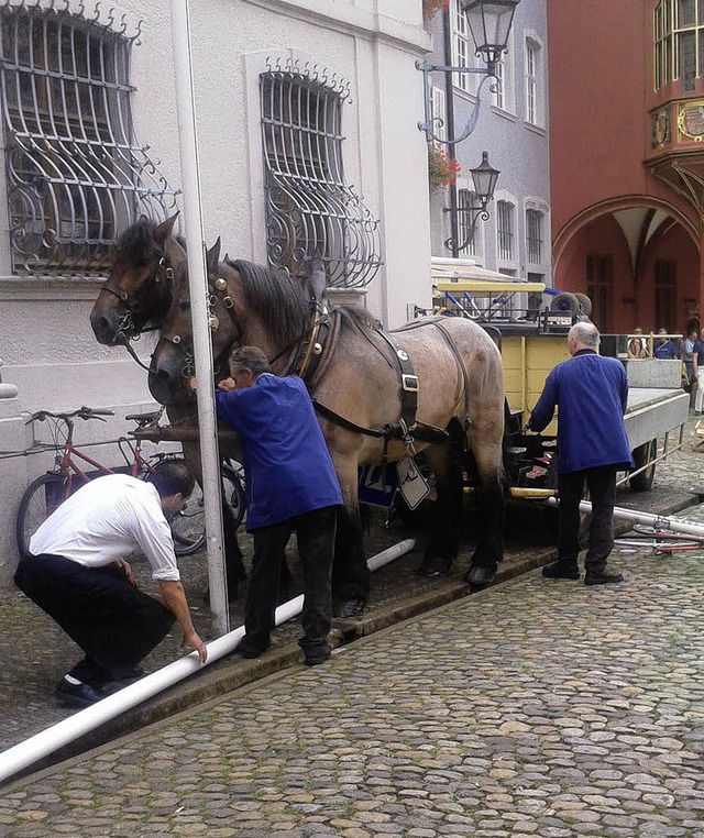 Ende der Fahnenstange: Das Ganter-Brau...nd. Erst am Prsenzgssle war Schluss.  | Foto: Halaczinsky