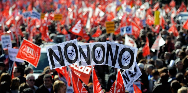 Nein, nein, nein &#8211; Demonstration... der Regierung in Madrid im Februar.    | Foto: AFP