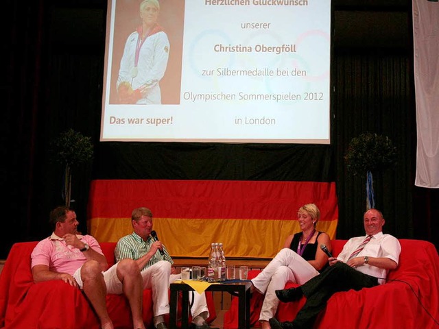 Talkrunde mit Boris Henry, Werner Dani...bergfll und Dietmar Benz (von links).  | Foto: Sandra Decoux-Kone